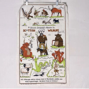 Vintage Scottish Wildlife Cotton Vintage Travel  Poster